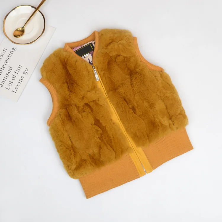 65987 New Autumn and winter children's Clothes real Rex rabbit Fur waistcoat Natural fur coat, boys and girls kids vest Jacket