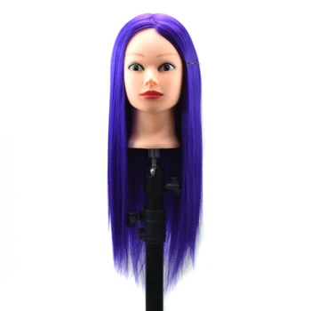 

New Professional Styling Nice Mannequin Head with Thick Purple Hair Wig Head For Bridal Hairdo Dolls Head Training Head Dummy