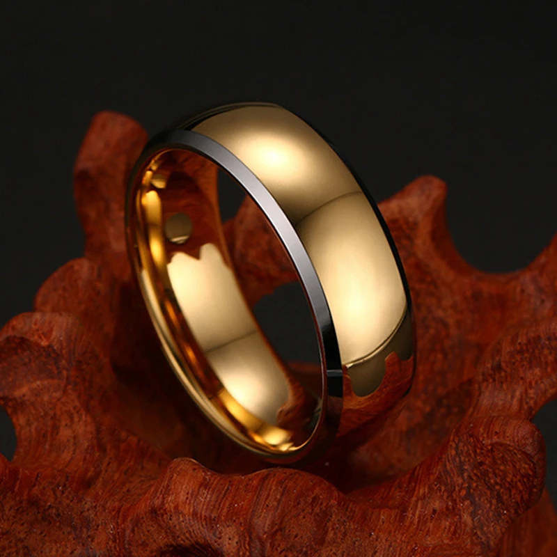 Name Wedding Anniversary Date Logos Jewelry 8mm Gold Tone Tungsten Rings Personalize Your Own Style