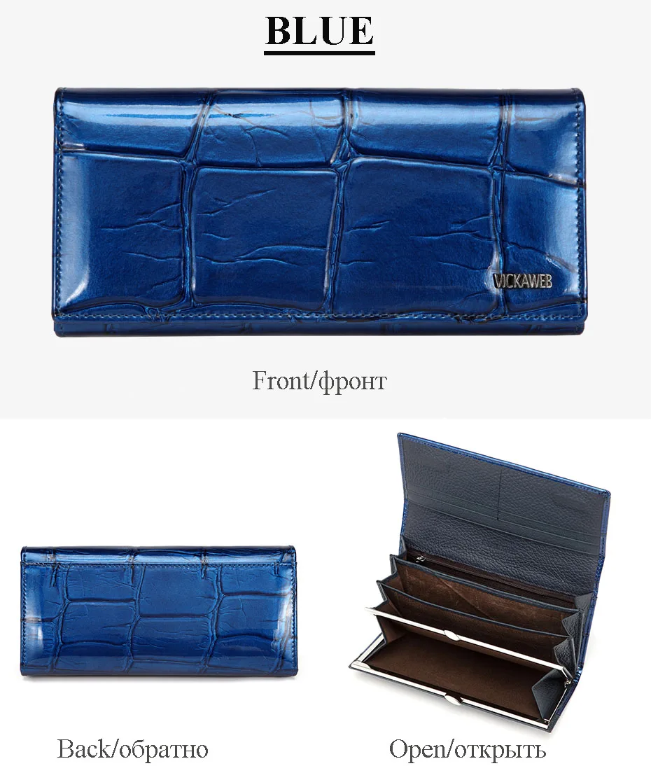 VICKAWEB Magnetic Hasp Wallet Women Genuine Leather Wallet Female Fashion Women Wallets Long Womens Wallets and Lady Coin Purses-VK1777-020