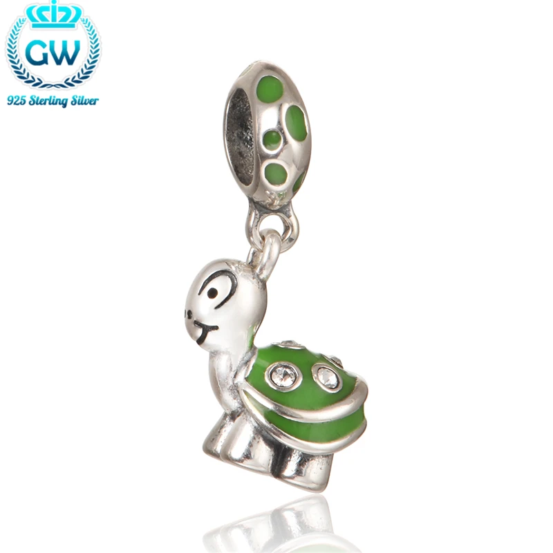 

Sterling Silver Jewelry Turtle Charm Pendant With Green Enamel Charm Bracelets Bangles Neckalce Beads & Jewelry Making S422