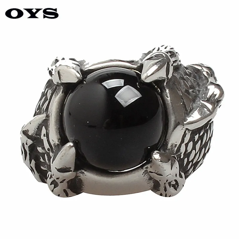 Punk Talon Black Onyx font b Ring b font For Men Thick Band In Antique font
