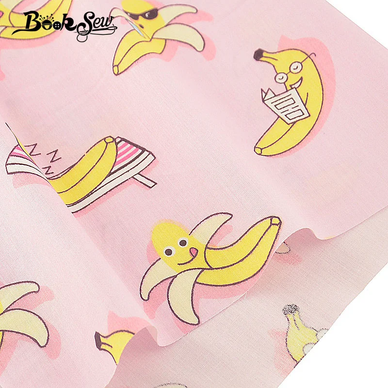 Тканевый измеритель ткани Booksew 100% хлопок дизайн банана розовый саржевый стеганый