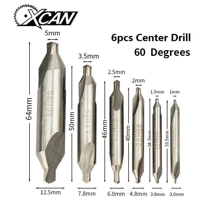 XCAN 6 шт HSS комбинированный центр сверла 60 градусов зенковки угловой ...