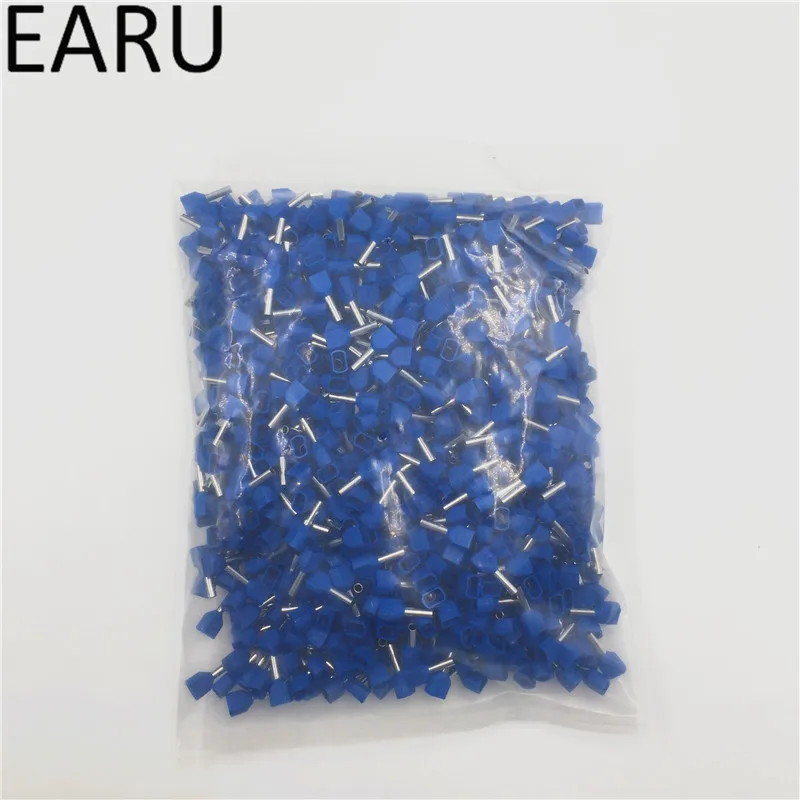 

50PCS E Type Double Pipe Insulated Twin Cord Cold-press Terminal Block Connector Needle End Multicolor TE10-14 2X10.0 mm2