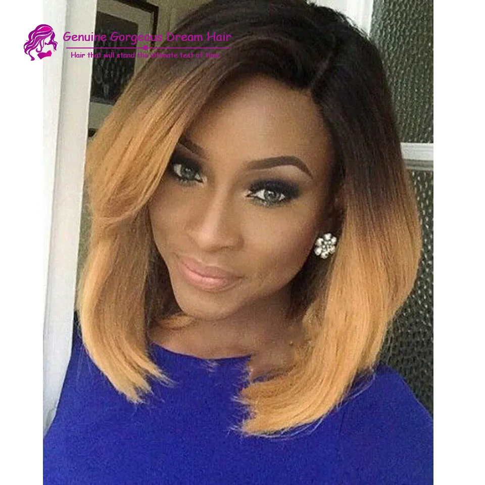 Ombre Bob Lace Wig Brazilian Human Hair Ombre Lace Front Short Wigs