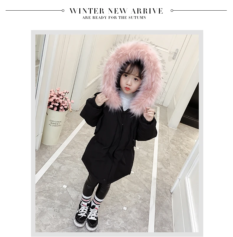 Детская зимняя хлопковая теплая куртка на подкладке из хлопка детская одежда; Куртка парка для девочек; модное повседневное пальто
