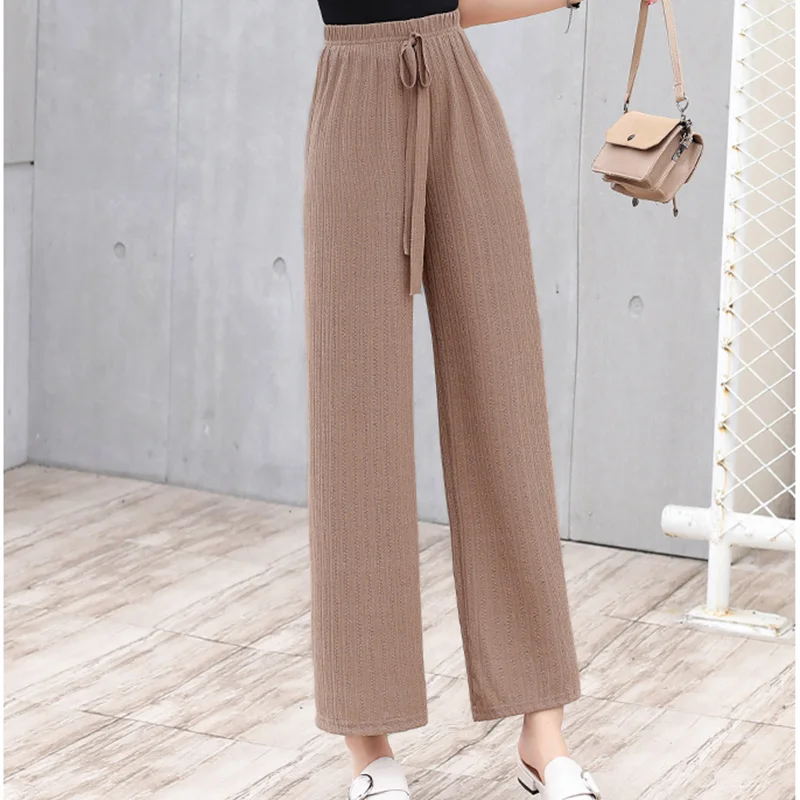 2018 solid casual loose pants women spring summer linen pleated