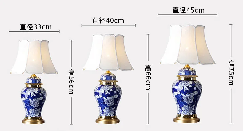 Китайский классический стиль, синяя и белая настольная лампа, Керамическая Настольная лампа для гостиной, спальни, светодиодный светильник с цветами, настольная лампа E27