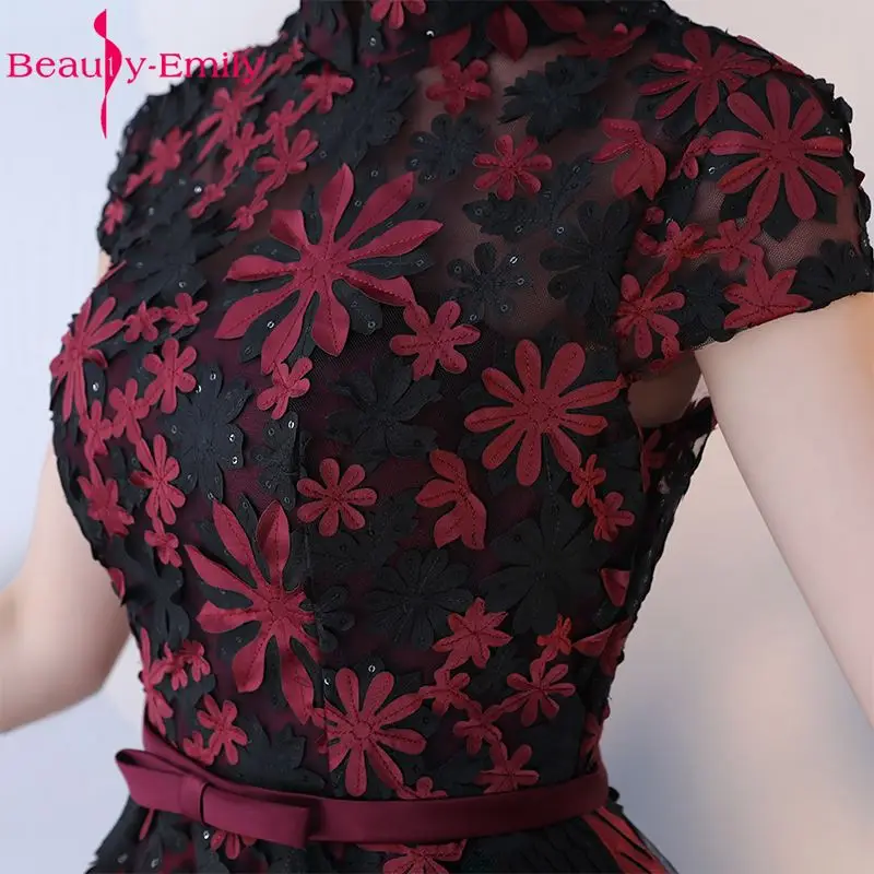 Beauty-Emily Black Green Lace Short Celebrate Party Prom Dresses 2017 Girl and Women High Low  Formal Occasion Ceremony Dresses