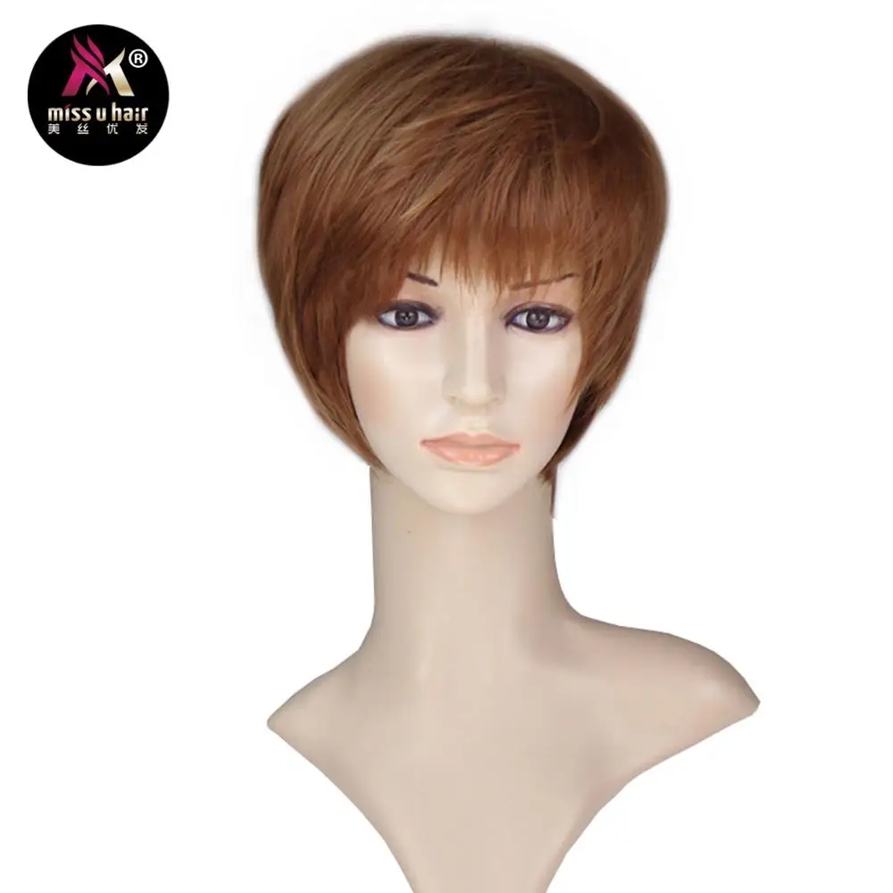 Miss U Hair Synthetic Short Straight Hair Auburn Brown Blonde