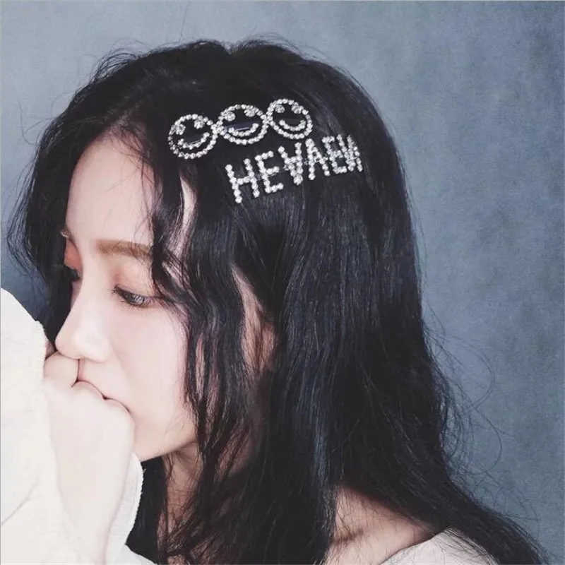 

Popular Fashion English Letter Rhinestone Hairgrip Women Hair Clips Barrette Accessories For Girls Hairpin Hairclip Headdress
