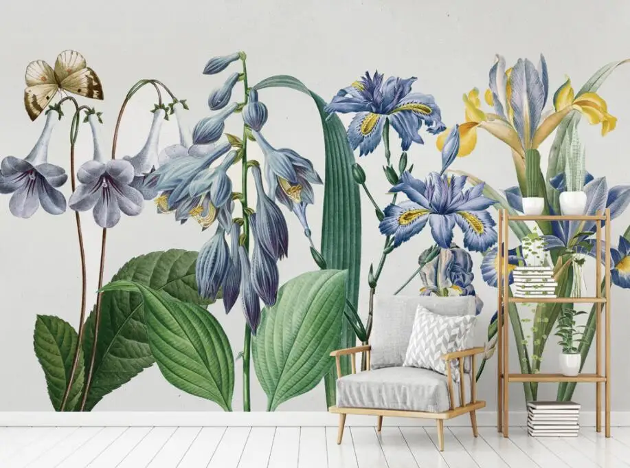 Waliicorners mural wallpaper modern style nostalgia hand-drawn floral background papel de parede wall papers home decor 8 QQ20171214182727