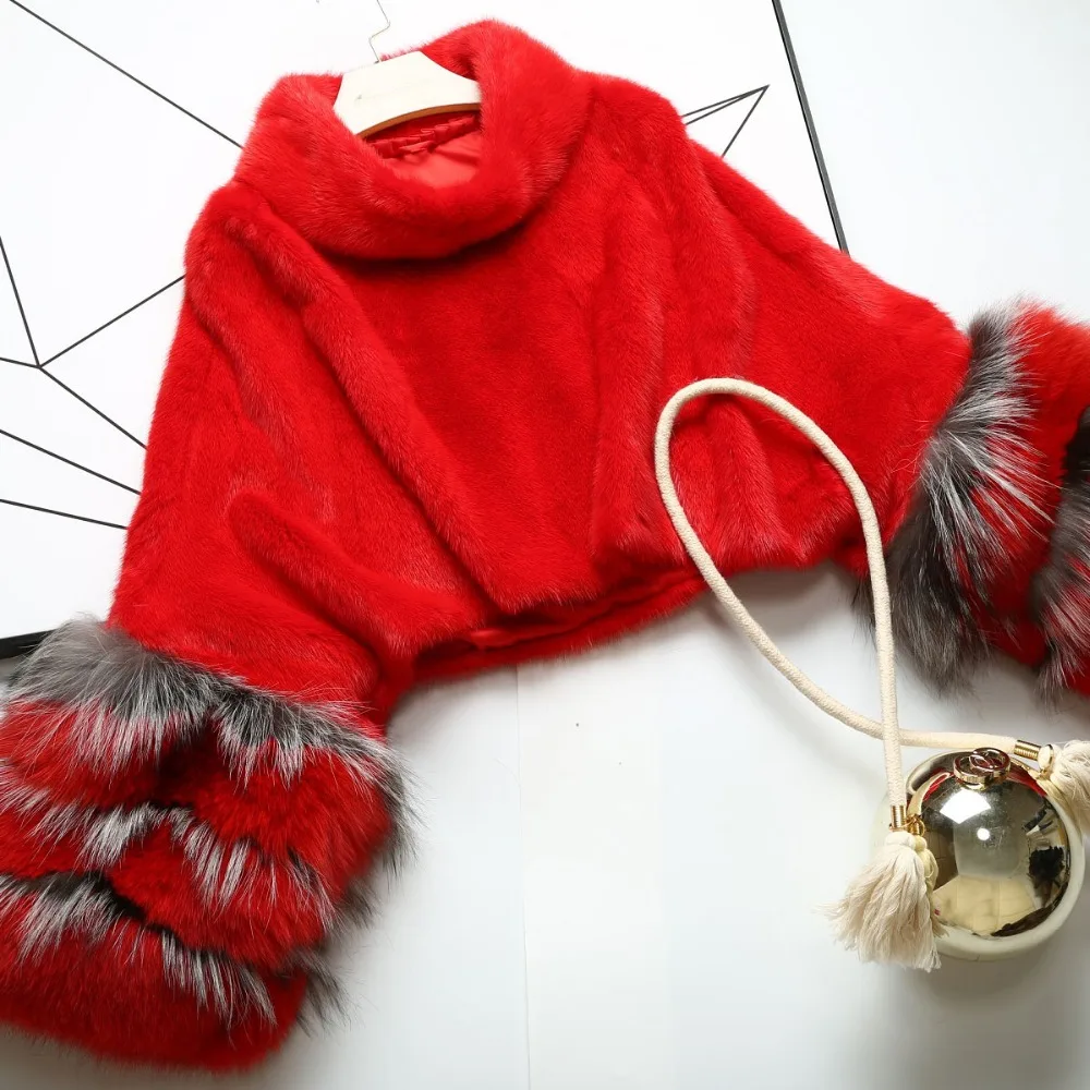 Женское роскошное пончо из меха норки красивая стильная Манжета Из Меха