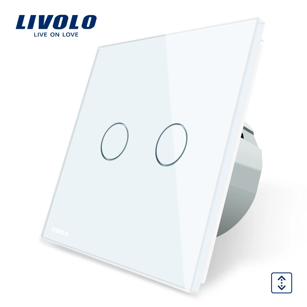 Free Shipping Livolo Luxury White Crystal Glass Panel EU Standard Touch Control House Home Led Curtains