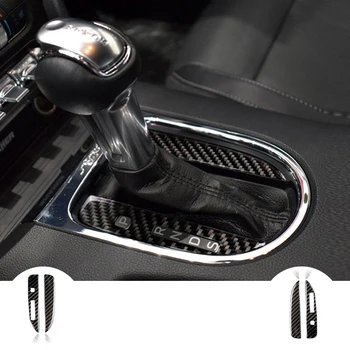 

For Ford Mustang accessories Carbon Fiber Car Interior Gears panel Decorative Cover Sticker 2015- 2017