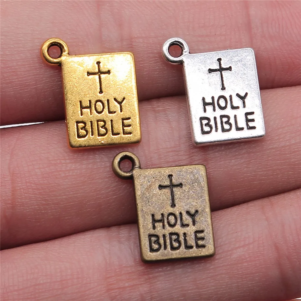WYSIWYG 4pcs 17x14mm Charm Holi Bible 3 Colors Holi Bible Charms Holi
