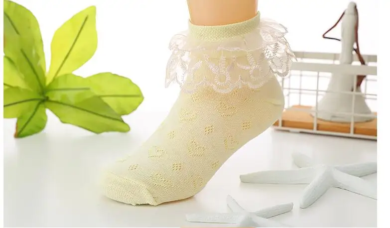 Детские носки летние тонкие сетчатые кружевные короткие Дышащие носки классные носки-тапочки для маленьких принцесс летняя одежда