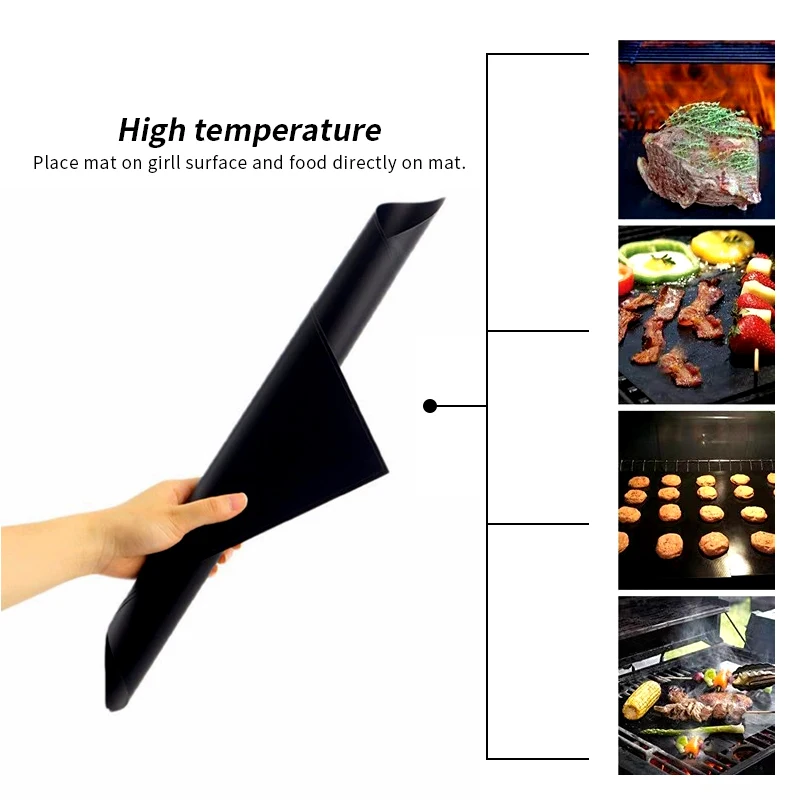 2шт/5 шт антипригарный коврик для барбекю и гриля многоразовые вкладыши для выпечки барбекю многоразовые листы для приготовления пищи коврик для пикника инструмент для приготовления пищи на открытом воздухе