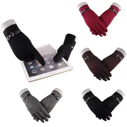 Для женщин модные перчатки бантом зимние теплые перчатки лыжные ветра защита для рук HX0209