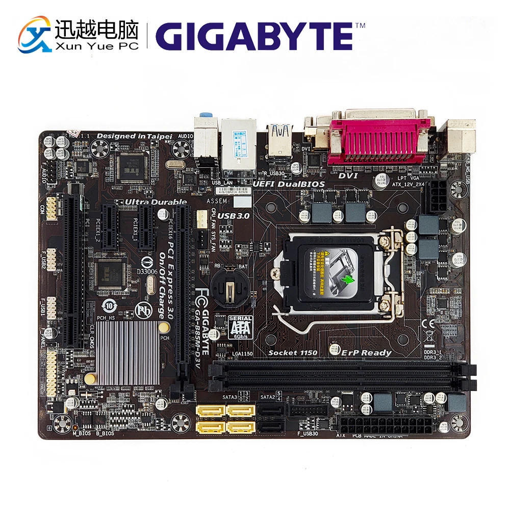Gigabyte GA-B85M-D3V настольная материнская плата B85M-D3V B85 LGA 1150 i7 i5 i3 Pentium Celeron DDR3 16G SATA3 USB3.0 DVI VGA Micro-ATX