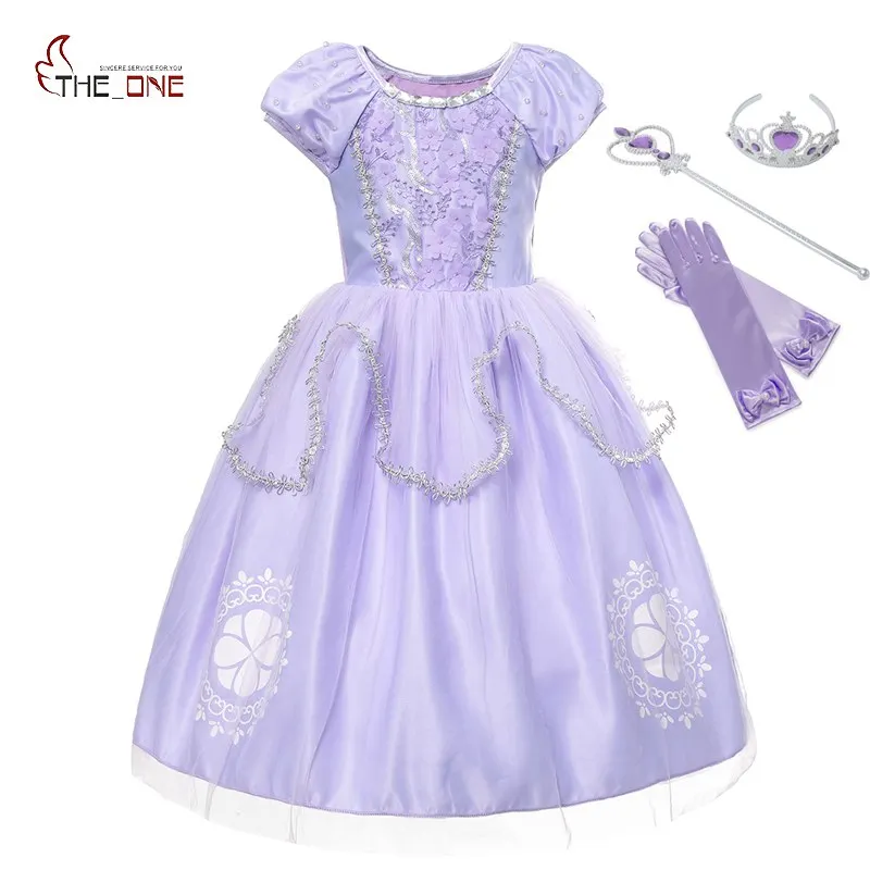 MUABABY Girls Sofia Dress Up Fantasy Puff Sleeve Floral Beadings Sophia Princess Costume Halloween Kids Party Cosplay Dresses MUABABY Girls Sofia Dress Up Fantasy Puff Sleeve Floral Beadings Sophia Princess Costume Halloween Kids Party Cosplay Dresses