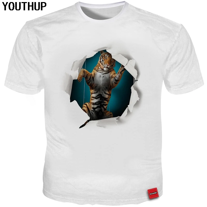 YOUTHUP 2020 новый дизайн летняя забавная футболка для мужчин 3d принт с тигром Мужская