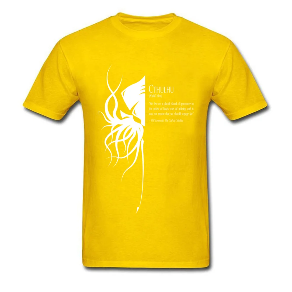 Cthulhu II Cotton Fabric Tshirts for Men Short Sleeve Print Tops Shirts 2018 Newest Mother Day Crew Neck T Shirt Comics Cthulhu II yellow