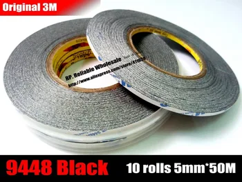 

10 rolls (5mm*50M), 3M 9448 Daily Repair Wide Using Double Adhesive Black Tape for phone Tablet Screen Glass , Foam Logo Bond
