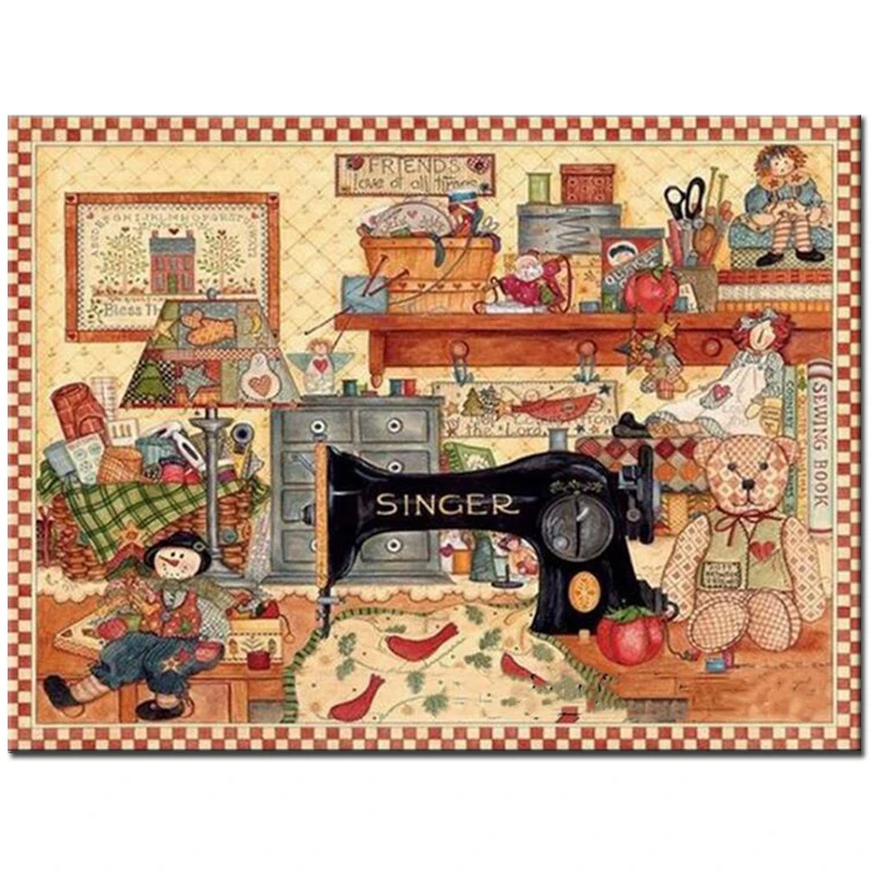 YOGOTOP Diamond Painting Cross Stitch &quotCartoon sewing machine&quot 5D DIY Full Square/Round Embroidery Mosaic Wall Art YY278 | Дом и сад