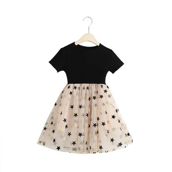 

Summer Dresses for Girls 2019 New Casual Cotton Mesh Girls Party Clothes Star A-line O-neck Kids Dress Toddler Teens Costume