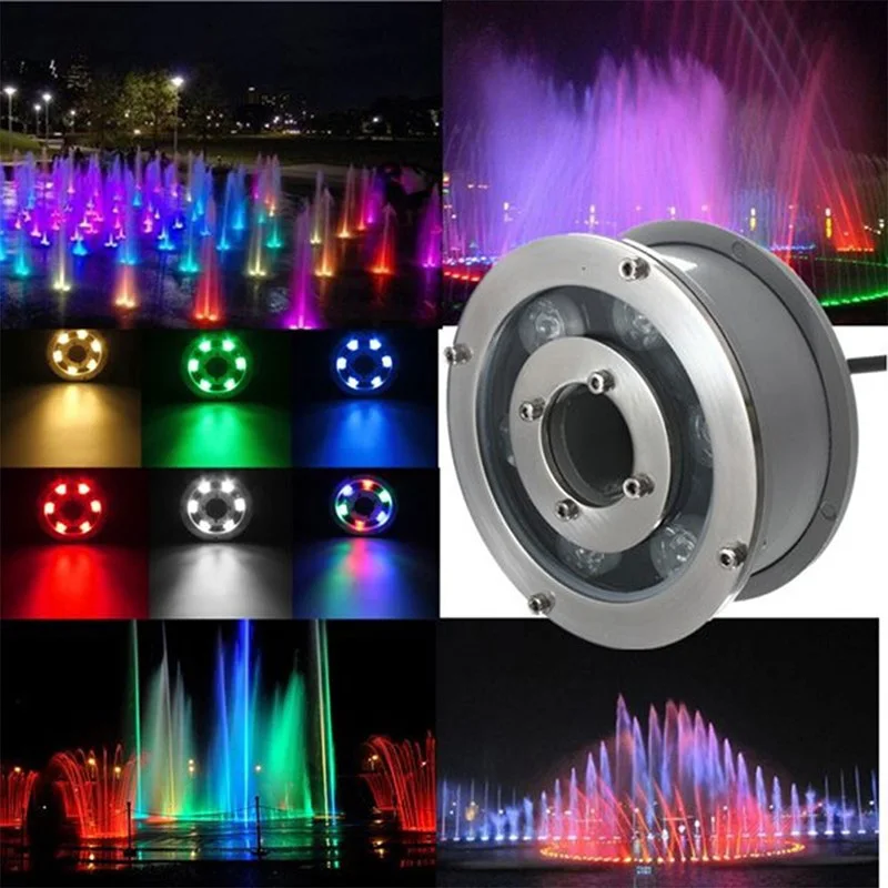 

6pcs/lot High Power LED Underwater light 9W 12W IP68 White RGB Swim Pool fountain light DC 12V Night Pond Decoration lamp