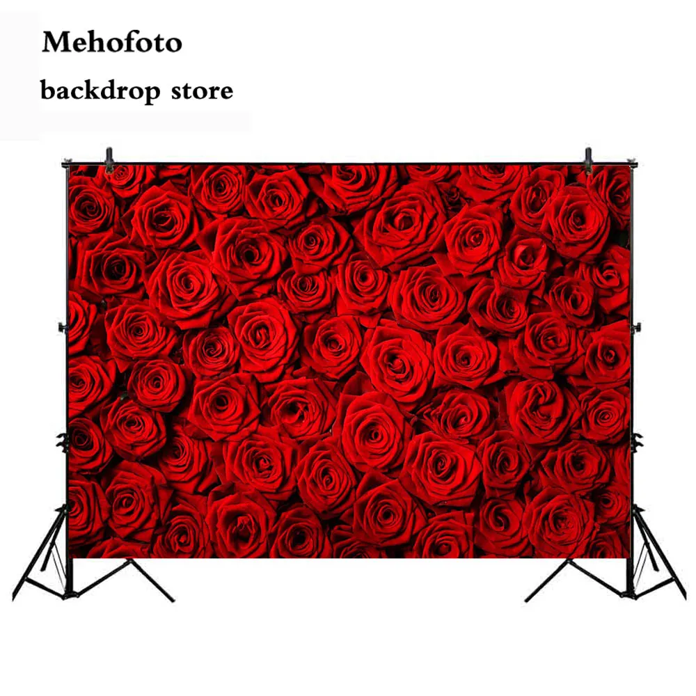 

Mehofoto Valentine's Day Rose Wall Photo Shoot Background Red Rose Wedding Photography Backdrop Birthday Decoration Party 275