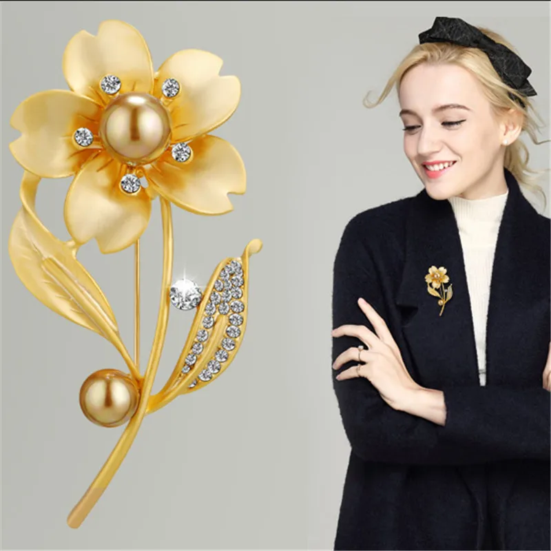 Rhinestone flower Brooches for women simple design fashion jewelry ...