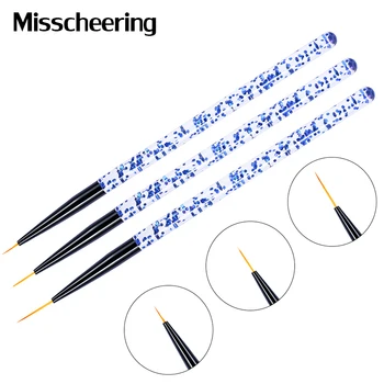 

3Pcs/set Blue/Purple Crystal Carved Nail Art Liner Brush Painting Pen High Quality Acrylic UV Gel Polish Tips Manicure Tool set