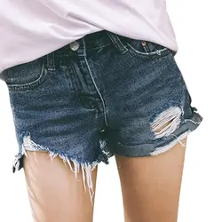 CHSDCSI женские Проблемные Джинсовые шорты 2018 модный бренд Винтаж кисточкой рваные Свободные Высокая талия панк пикантные короткие джинсы