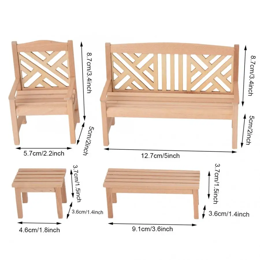 1:12 Масштаб миниатюрный садовый стул столы кукольный домик мебель 4 шт./компл. Кукольный дом аксессуары для детей прекрасный подарок 2