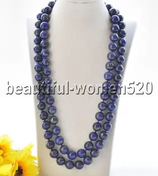 

Z9186 14mm Natural Blue Round lapis lazuli Bead Necklace Cougar CZ 50inch