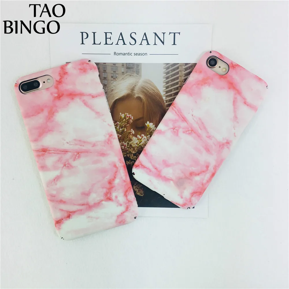 

Candy Pinky Color Granite Stone Marble Phone Cases For iPhone X 8 7 6 6S Plus Vintage Texture Pattern Matte Hard PC Back Cover