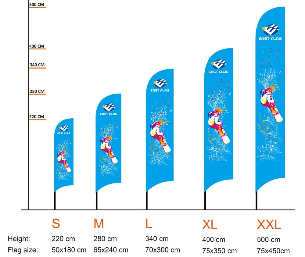 Feather flag size layout