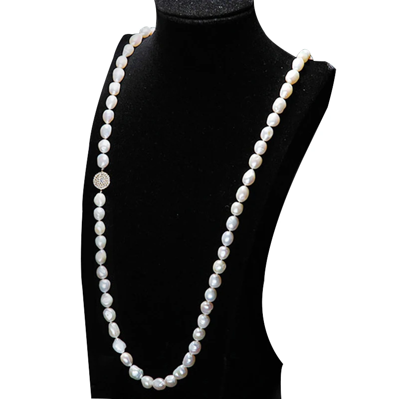 2016 New Fashion 100 fresh water pearl necklace 9 10 mm natural pearl necklace 90 135
