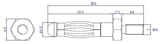 Ubp414 m4 thread m4 4mm banana plug