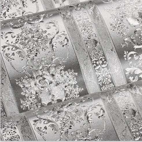 European Luxury Dold 3D Striped Wallpaper Luxury Damascus Background Wallpaper Roll Living Room Bedroom Wallpaper PVC Wall Paper