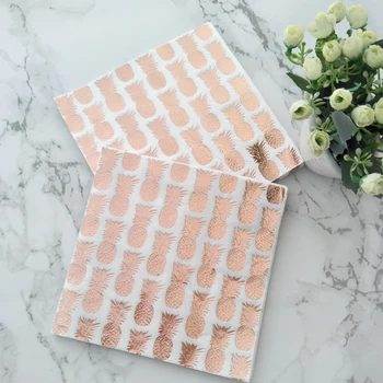 

120pcs/lot Foil Rose Gold Pineapple Paper Napkin Decoupage Decoration Party Tissue Napkin for Baby Shower Birthday Bridal Shower