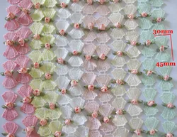 

1 yard=about 17 Bows cotton Lace Bowtie for Hair ribbons Decoration 3 Yards/lot 30mm*45mm Bows with Rosettes Flower