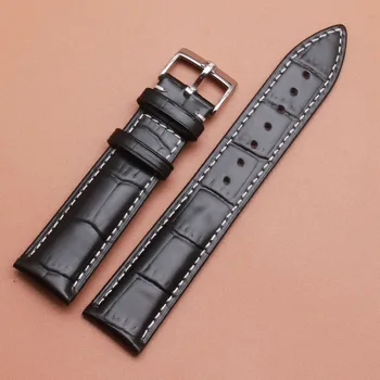 

20mm 21mm 22mm Watchband straps for watches men Black white thread Genuine leather watches band stitched leather watchbands new