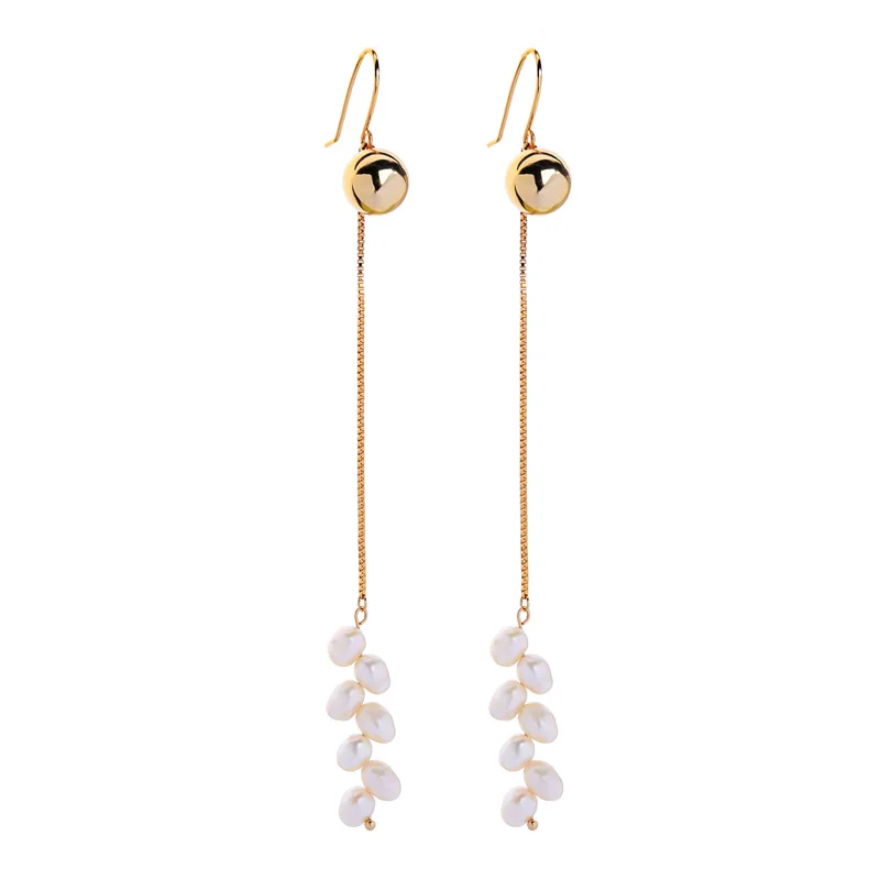 

Minimalist Korean Fashion Jewelry Luxury White Pearl Drop Earrings For Women Charm Long Hanging Earrings Wholesale Accessories
