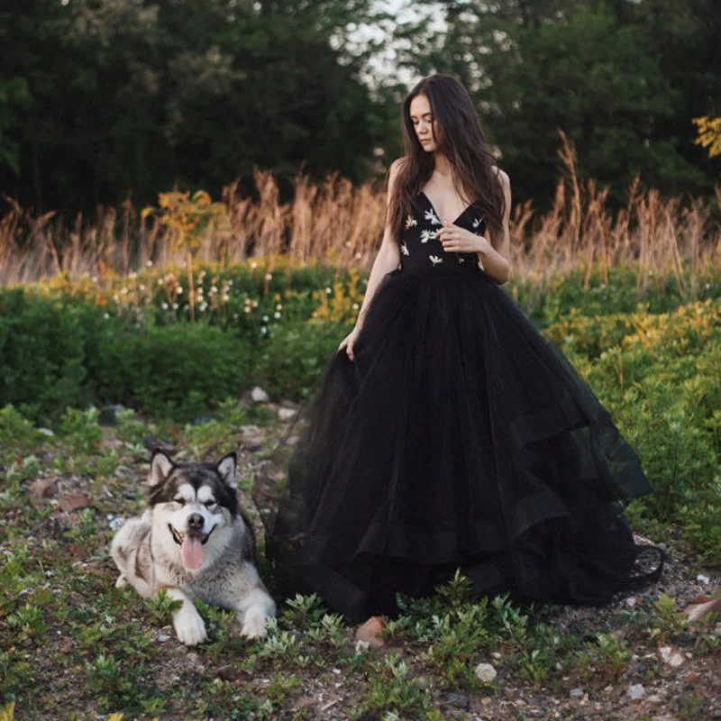 Étage Maxi De Noir Bal Sur Tirer Mesure Formelle Tulle Gradins Ligne Fait Mode Style Jupes Pour Longueur Jupe Puffy Robe Tutu Une nPxdFAdwO