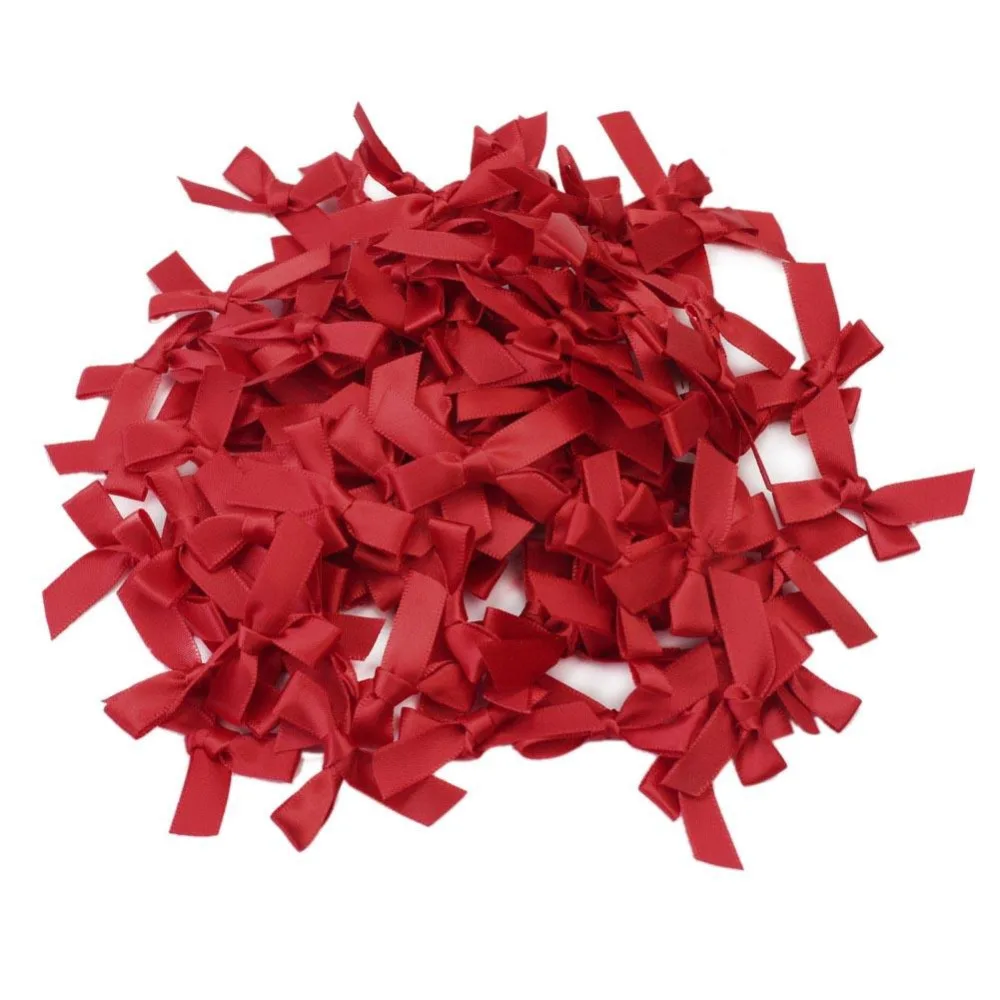 

100 Pcs Pink Satin Ribbon Bows Hair Accessories stylish bow Gifts Decorating Card Making Scrapbooking DIY Craft Decoration