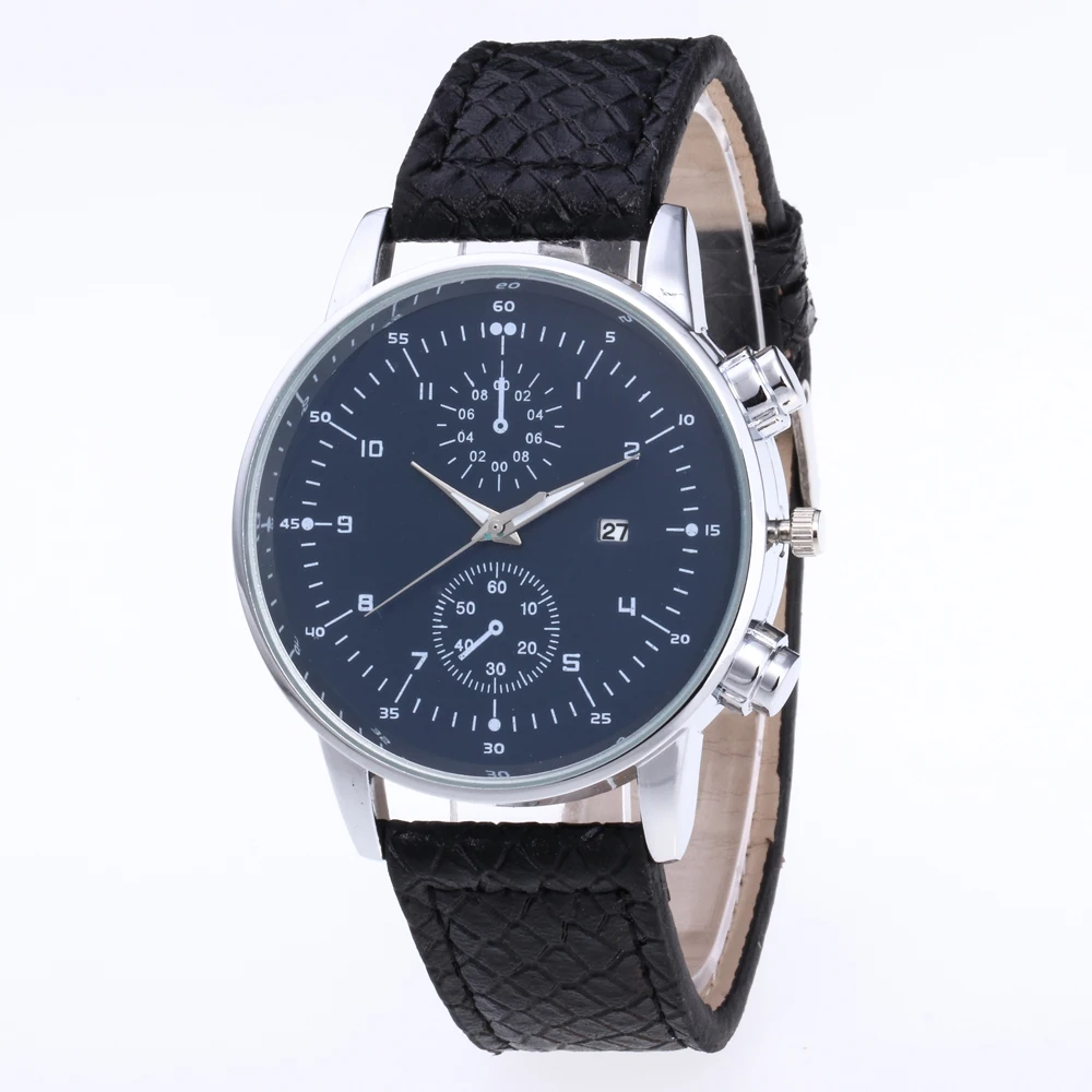 Waterproof Wristwatch Men Business 2-eye Complete Calendar Leather Quartz Watch Luxury Male Sport Watch Relogio Masculino Clock